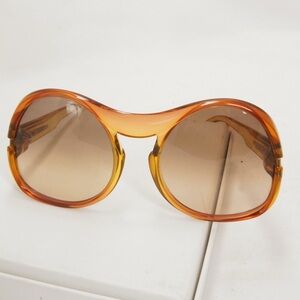 RARE Vintage 70s Optyl Cobra Oversized Two Tone Amber Brown Yellow Sunglasses
